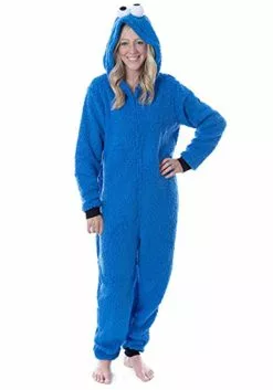 MJC International Adult Cookie Monster Sesame Street Union Suit -Disguise Store adult cookie monster sherpa sesame street union suit alt 2