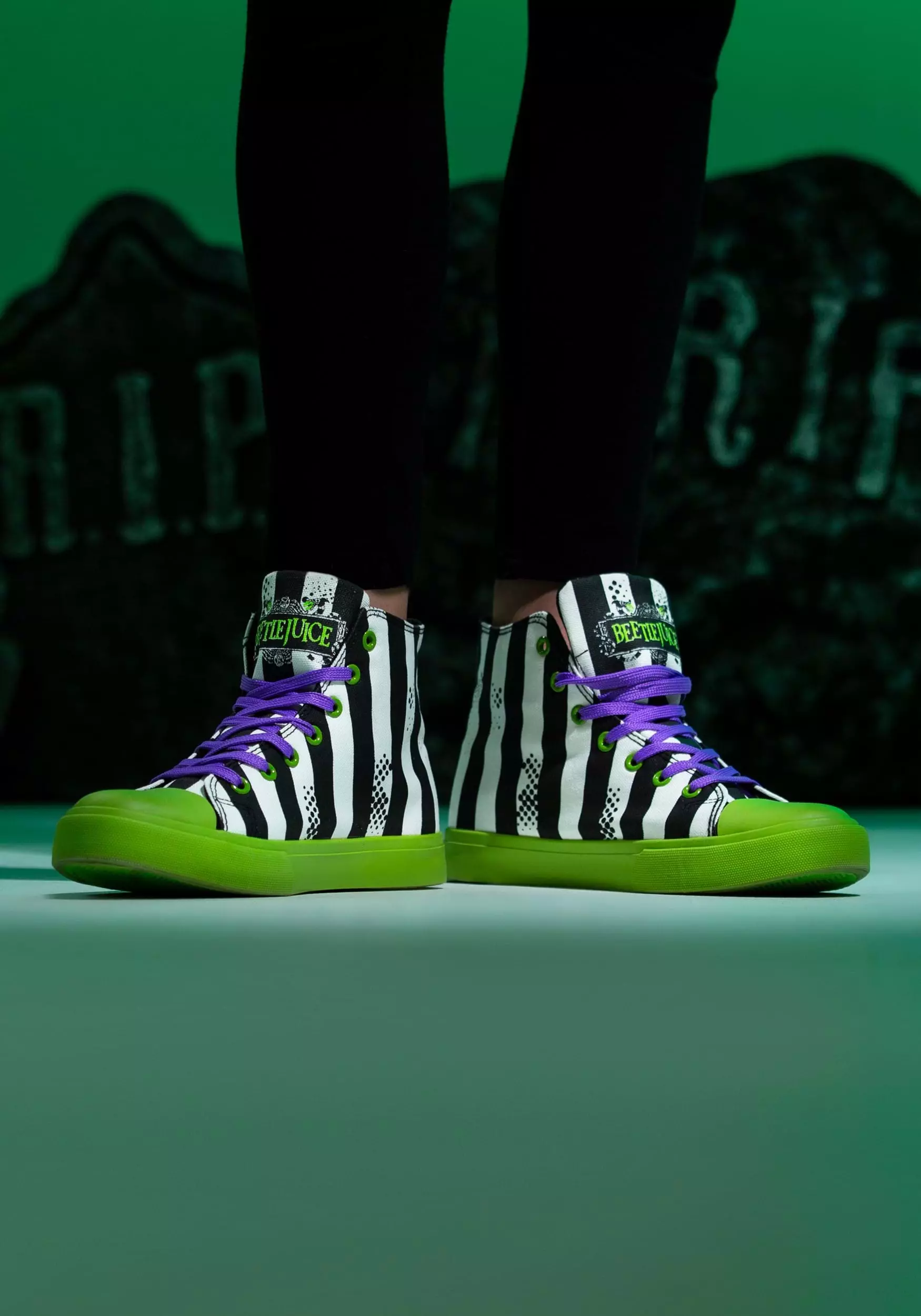 Ground Up Unisex Beetlejuice Black And White Striped Sneakers 10 Ground Up Unisex Beetlejuice Black And White Striped Sneakers - Image 8
