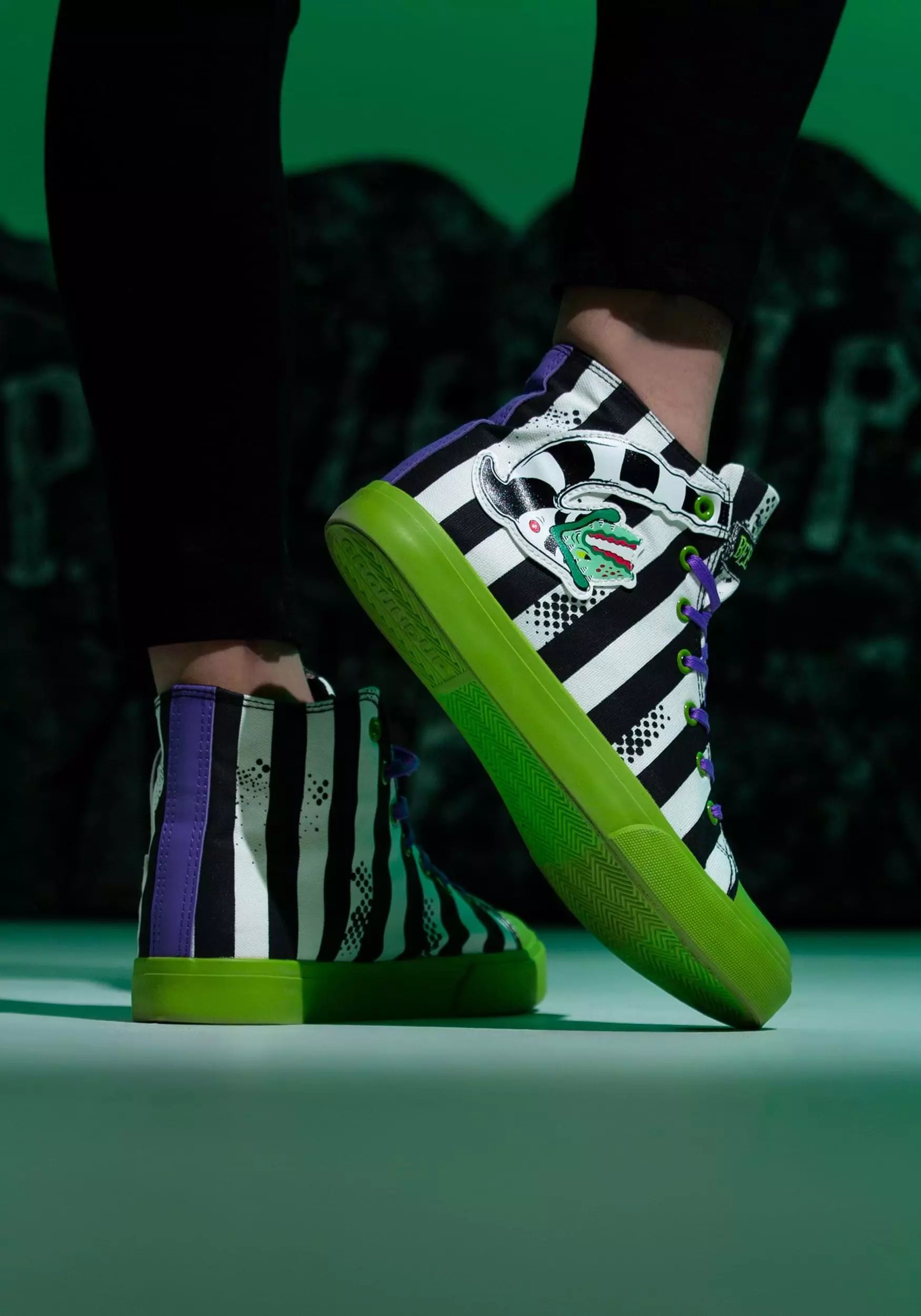 Ground Up Unisex Beetlejuice Black And White Striped Sneakers 11 Ground Up Unisex Beetlejuice Black And White Striped Sneakers - Image 9