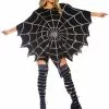 LEG AVENUE Black Glitter Spider Web Women's Poncho Costume -Disguise Store black glitter web poncho
