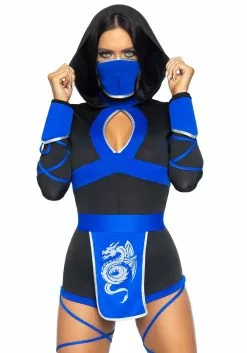 LEG AVENUE Ninja Blue Dragon Costume -Disguise Store blue dragon ninja alt 2