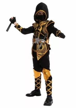 Joyin Golden Ninja Costume For Boys -Disguise Store boys golden ninja costume alt 2