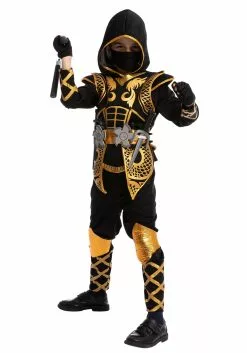 Joyin Golden Ninja Costume For Boys -Disguise Store boys golden ninja costume alt 3