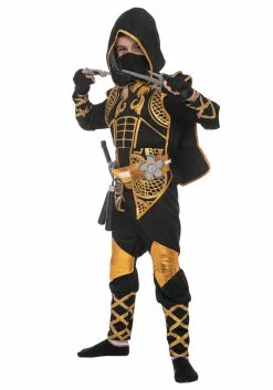 Joyin Golden Ninja Costume For Boys -Disguise Store boys golden ninja costume alt 4