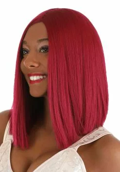 Partytime Wig Long Bright Red Bob Wig -Disguise Store bright red long bob wig alt 1