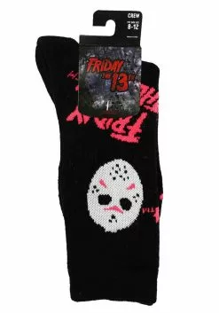 Bioworld Merchandising / Independent Sales Friday The 13th Jason Icons Black Light Crew Sock -Disguise Store friday the 13th icons black light crew sock alt 3