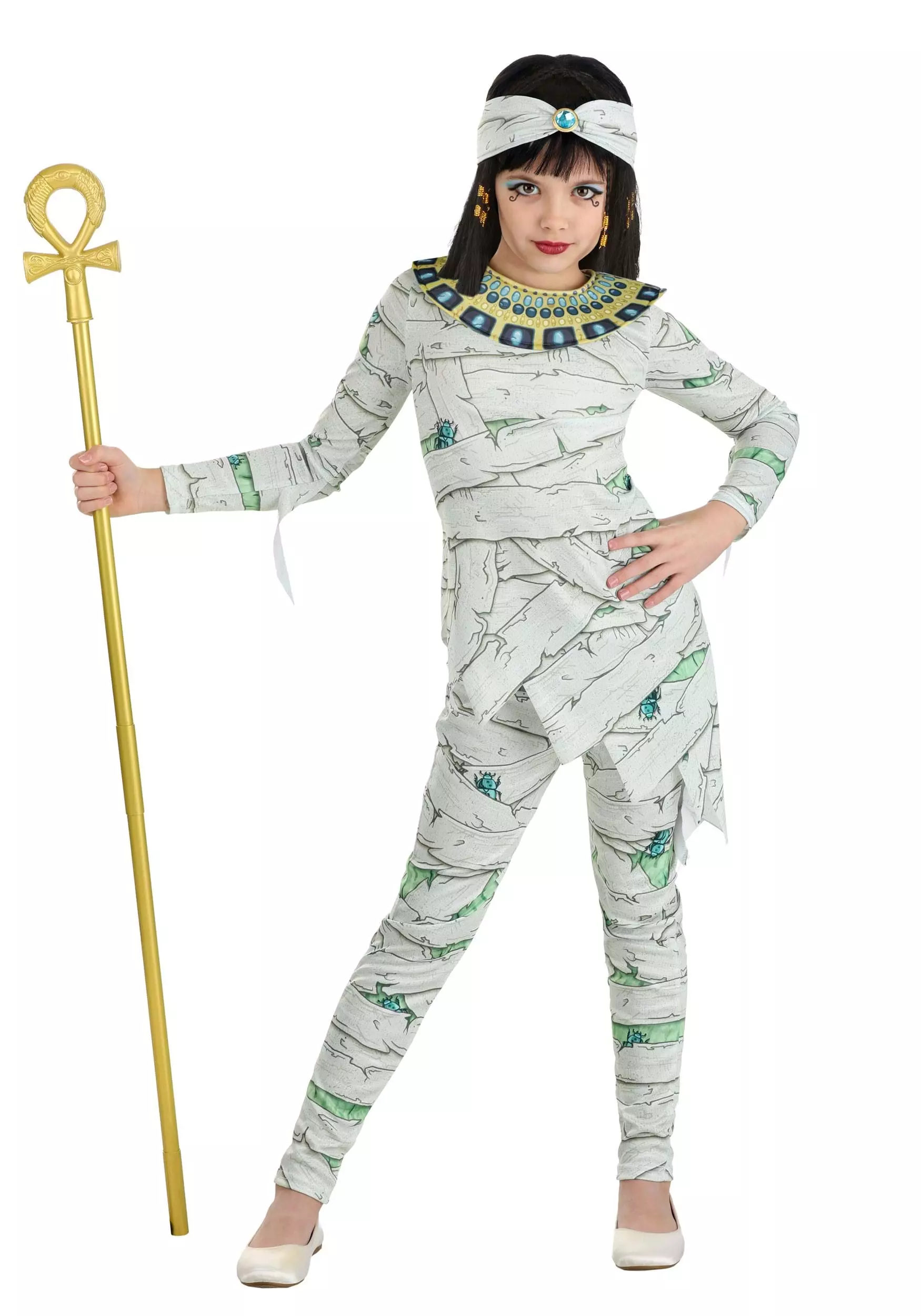 Fun Costumes Egyptian Mummy Costume For Girls W/ Scarabs 3 Fun Costumes Egyptian Mummy Costume For Girls W/ Scarabs