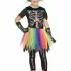 Fun World Girls Rainbow Foil Skele-Girl Costume