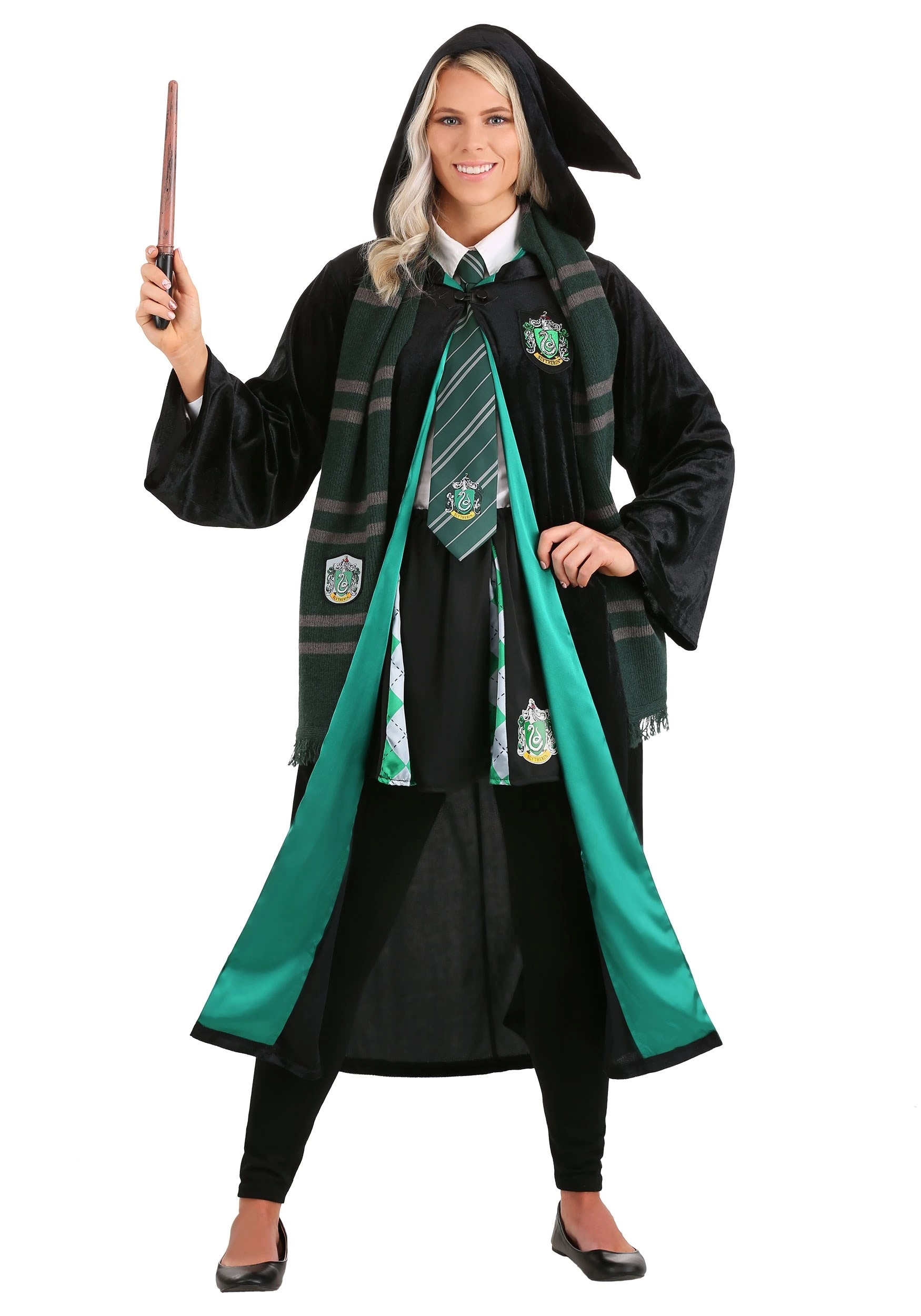 Jerry Leigh Harry Potter Deluxe Slytherin Robe Costume For Adults 10 Jerry Leigh Harry Potter Deluxe Slytherin Robe Costume For Adults - Image 8
