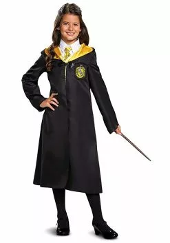 Disguise Harry Potter Classic Hufflepuff Robe Costume For Kids -Disguise Store harry potter child classic hufflepuff robe costume alt 4