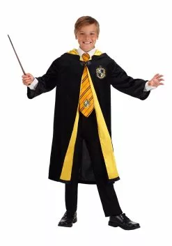 Jerry Leigh Harry Potter Kids Deluxe Hufflepuff Robe Costume 17 Jerry Leigh Harry Potter Kids Deluxe Hufflepuff Robe Costume -Disguise Store harry potter child deluxe hufflepuff robe alt 6