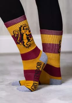 Bioworld Merchandising / Independent Sales Harry Potter Rugby Stripe Gryffindor Crew Socks 9 Bioworld Merchandising / Independent Sales Harry Potter Rugby Stripe Gryffindor Crew Socks -Disguise Store harry potter gryffindor rugby strip crew socks alt 3