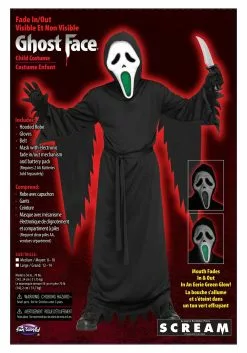 Fun World Light Up Fade Mouth Ghost Face Costume For Kids -Disguise Store kids light up fade mouth ghost face alt 3