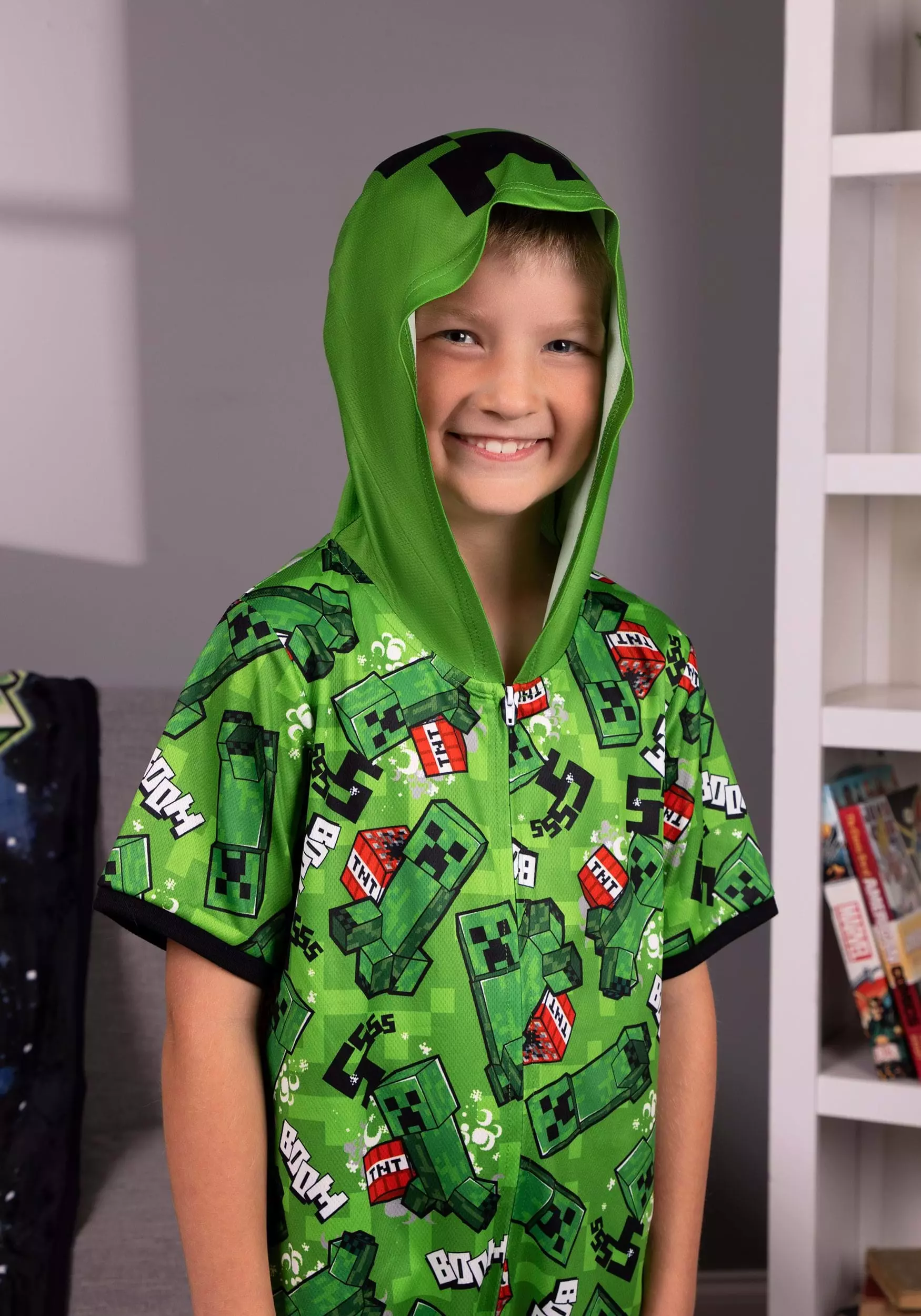 AME Sleepwear Minecraft Creeper Romper For Kids 6 AME Sleepwear Minecraft Creeper Romper For Kids - Image 4