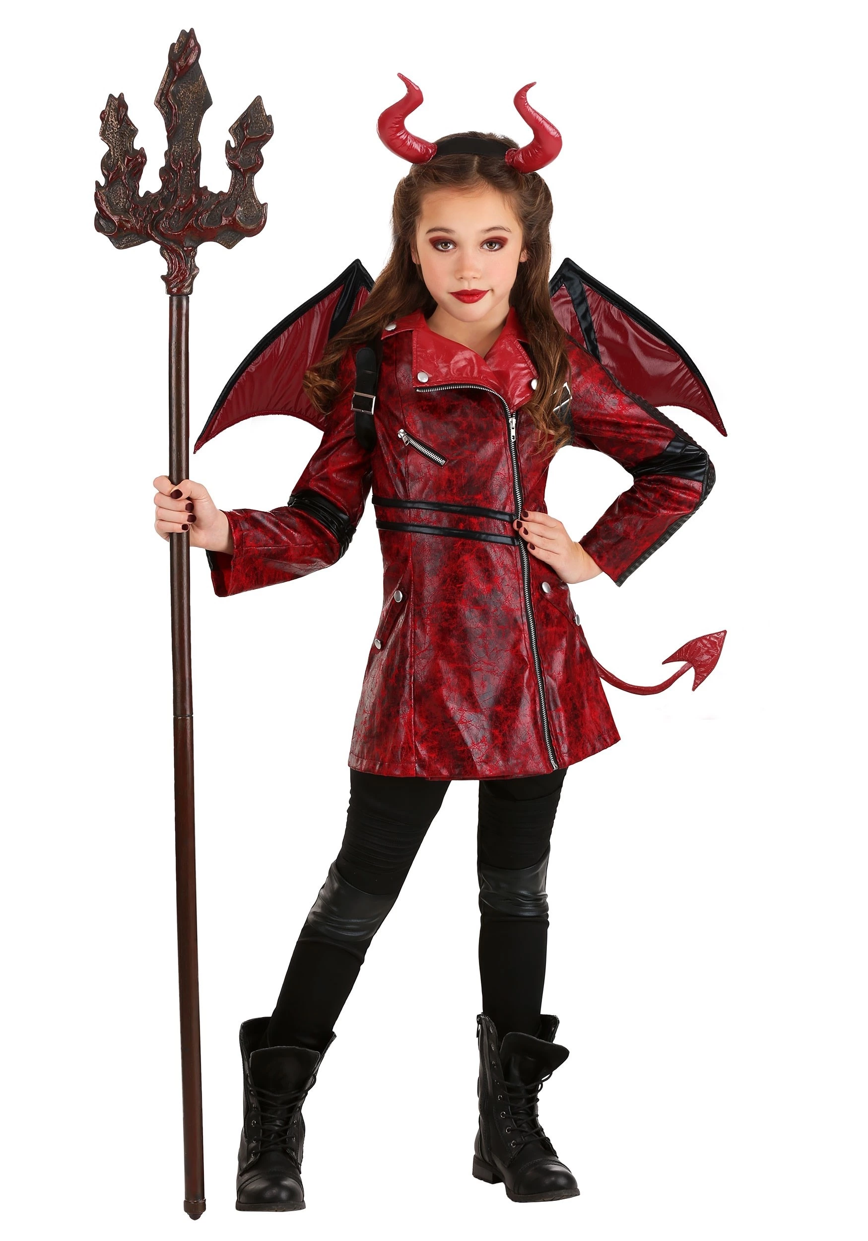 Fun Costumes Leather Girls Devil Costume 3 Fun Costumes Leather Girls Devil Costume