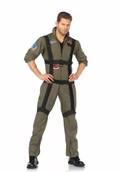 LEG AVENUE Men's Top Gun Jumpsuit Costume With Harness