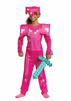Disguise Girl's Minecraft Classic Pink Armor Costume -Disguise Store minecraft girls classic pink armor costume alt 2