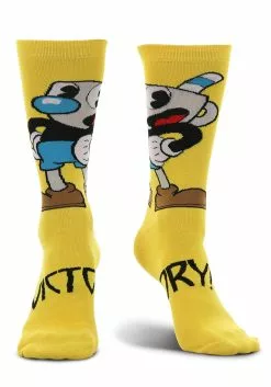 Elope Cuphead Mugman Victory! Crew Socks -Disguise Store mugman victory crew socks alt 3