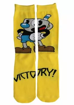 Elope Cuphead Mugman Victory! Crew Socks -Disguise Store mugman victory crew socks alt 5