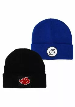 Bioworld Merchandising / Independent Sales Naruto Hidden Leaf Village & Akatsuki Set Of 2 Combo Cuff Beanies
