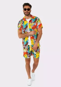 Opposuits Pokémon Pika Pikachu Swimsuit & Shirt For Men -Disguise Store pokemon mens pika pikachu swimsuit shirt alt 2