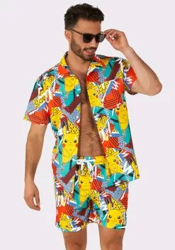 Opposuits Pokémon Pika Pikachu Swimsuit & Shirt For Men -Disguise Store pokemon mens pika pikachu swimsuit shirt alt 7
