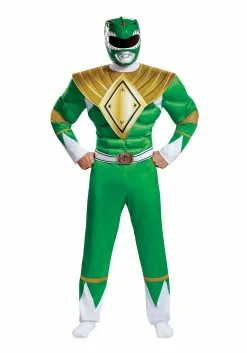 Disguise Power Rangers Green Ranger Men's Costume -Disguise Store power rangers mens green ranger costume alt 2