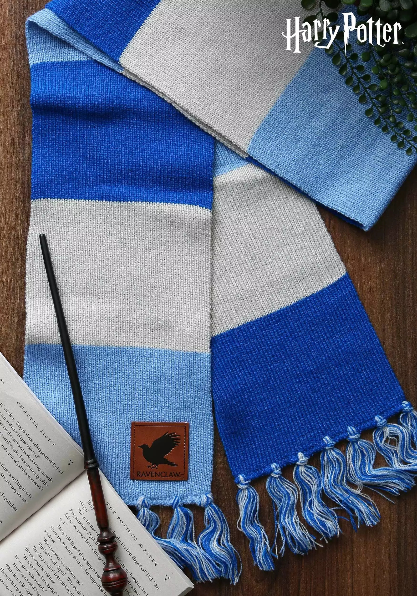 Elope Ravenclaw House Patch Striped Harry Potter Scarf 3 Elope Ravenclaw House Patch Striped Harry Potter Scarf