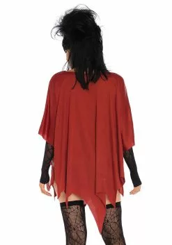 LEG AVENUE Red Glitter Spiderweb Adult Costume Poncho -Disguise Store red glitter web poncho alt 2