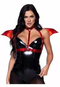 LEG AVENUE Red Iridescent Vinyl Devil Wing Costume Body Harness -Disguise Store red iridescent vinyl devil wing body harness alt 1