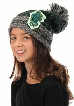 Elope Slytherin Heathered Pom Warm Beanie -Disguise Store slytherin heathered pom beanie alt 3
