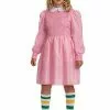 Disguise Stranger Things Classic Pink Dress Eleven Tween Costume -Disguise Store stranger things tween classic pink dress eleven costume