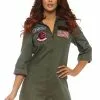 LEG AVENUE Top Gun Flight Suit Women's Romper Costume -Disguise Store top gun womens flight suit romper