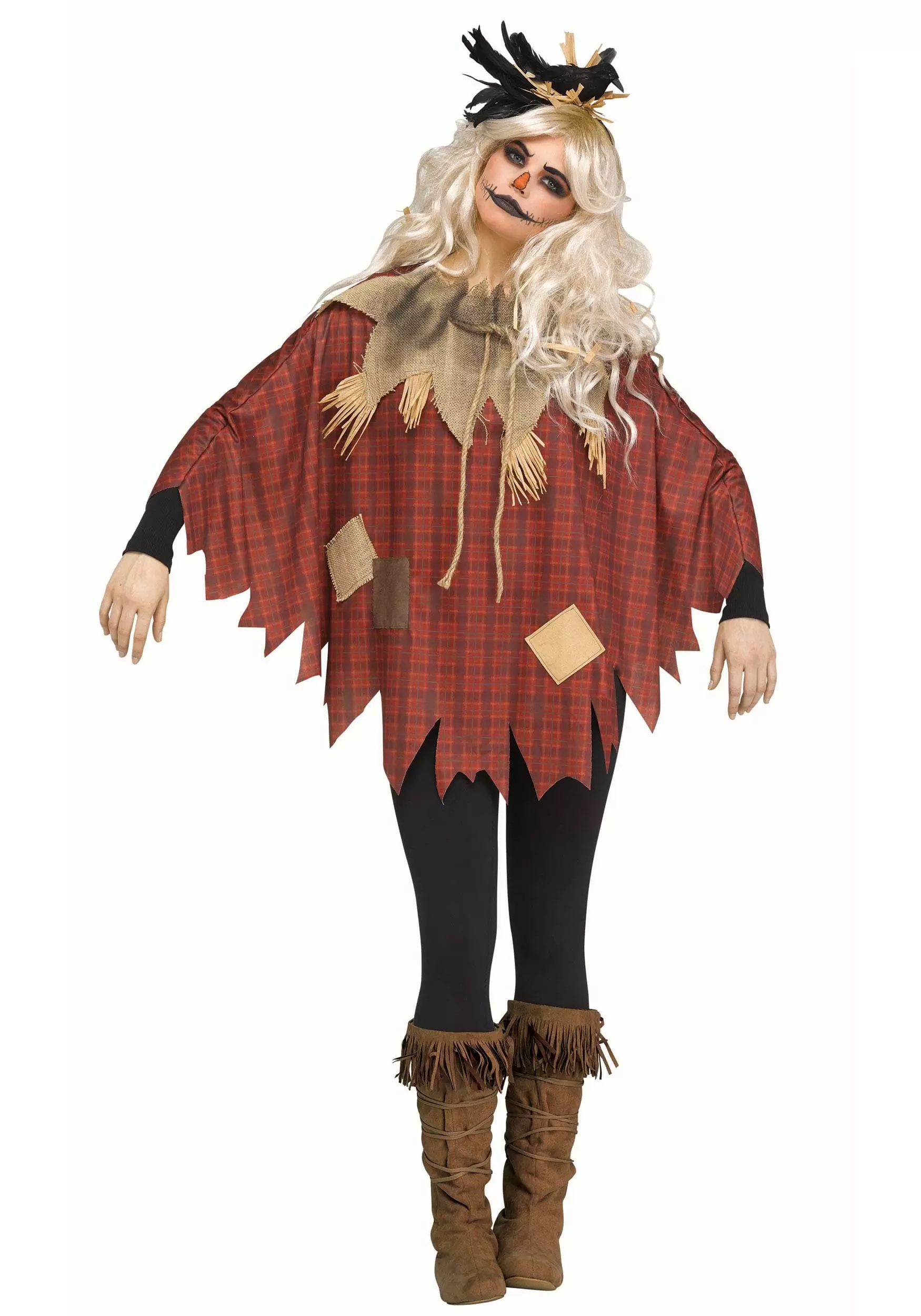 Fun World Plus Size Scarecrow Poncho For Women 3 Fun World Plus Size Scarecrow Poncho For Women