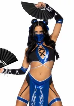 LEG AVENUE Sexy Blue Mortal Ninja Costume For Women -Disguise Store womens sexy blue mortal ninja costume alt 2